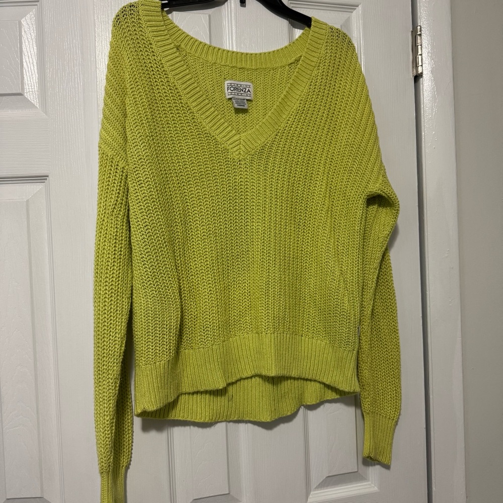 Love Pink VS Forenza Yellow Off The Shoulder‎ Chunky Knit Sweater